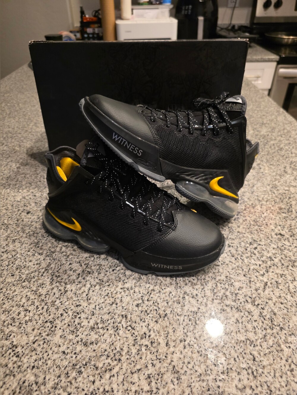 Pre-owned Lebron 19 (XIX) Witness Shoes In Black / University Gold. Men's 8.5